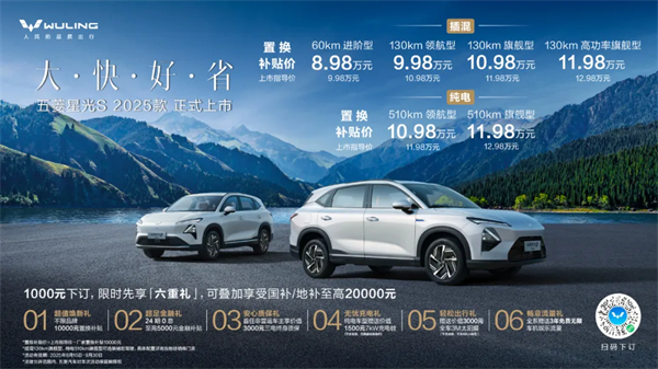 置换补贴价8.98万元起!五菱星光S 2025款正式上市,以「大快好省」打造全场景家庭出行体验!