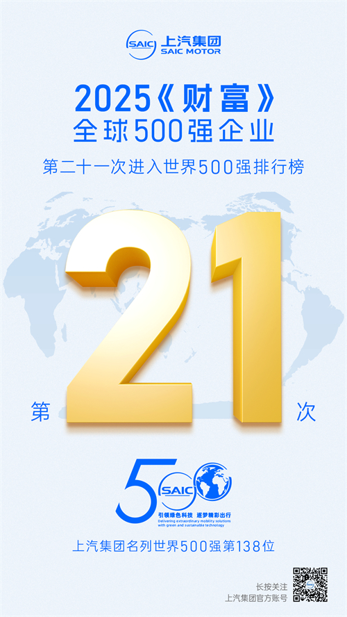 2025《财富》世界500强揭晓 上汽集团第21次上榜